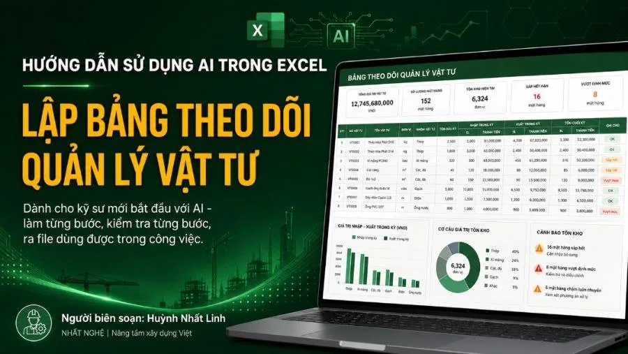 Kỹ sư xây dựng cầm máy tính bảng trên công trường, dùng AI cho công việc
